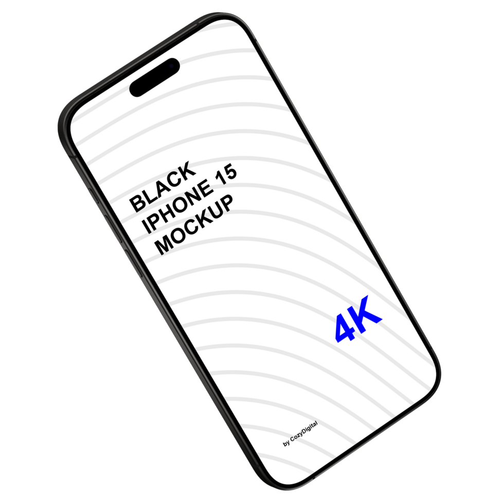 Mockup of black smartphone without background psd