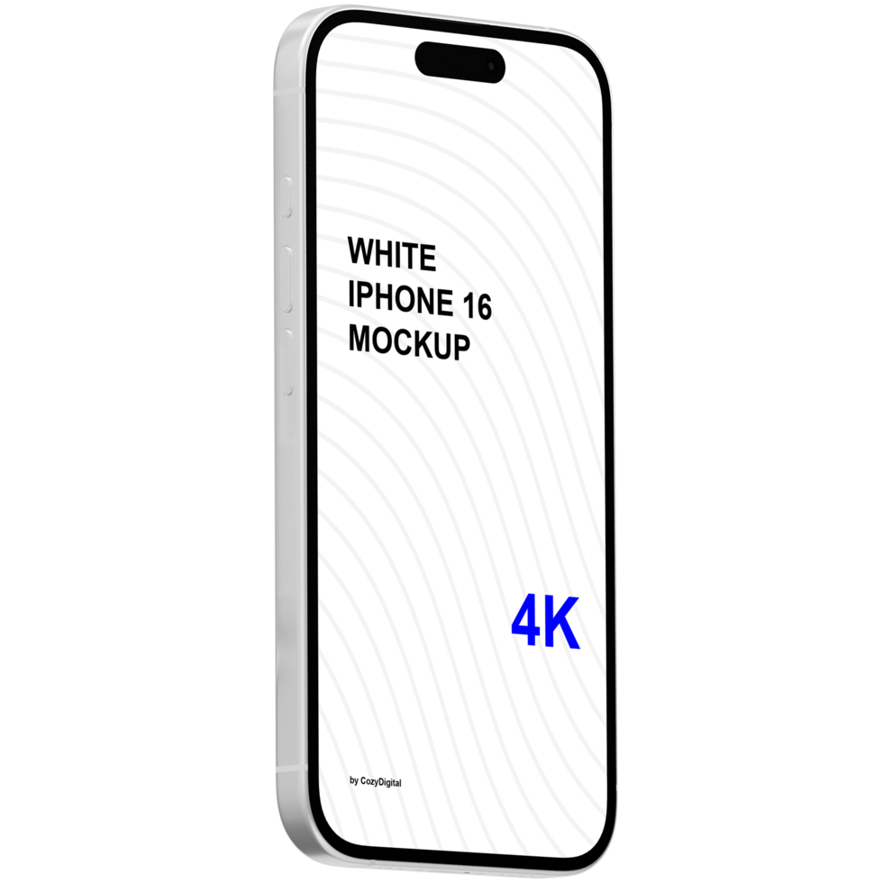 Isometric style view of white smartphone mockup without background psd