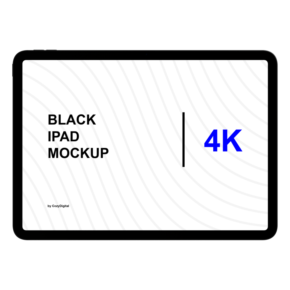 Mockup of black tablet PC. Front view and without background psd