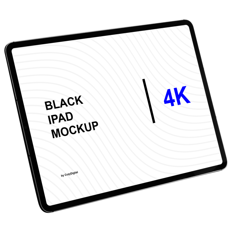 Mockup of black tablet PC. Isometric style view and without background psd