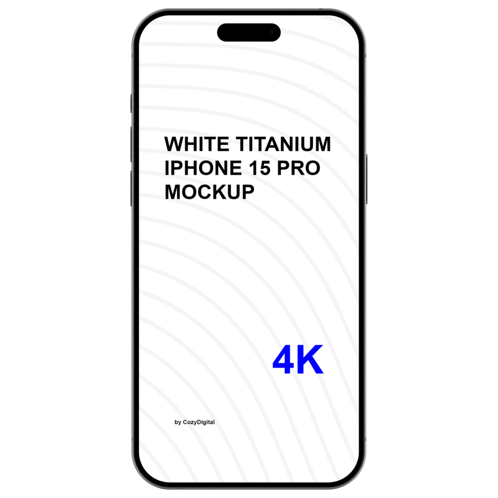Isolated front view mockup of white titanium smartphone. No background psd