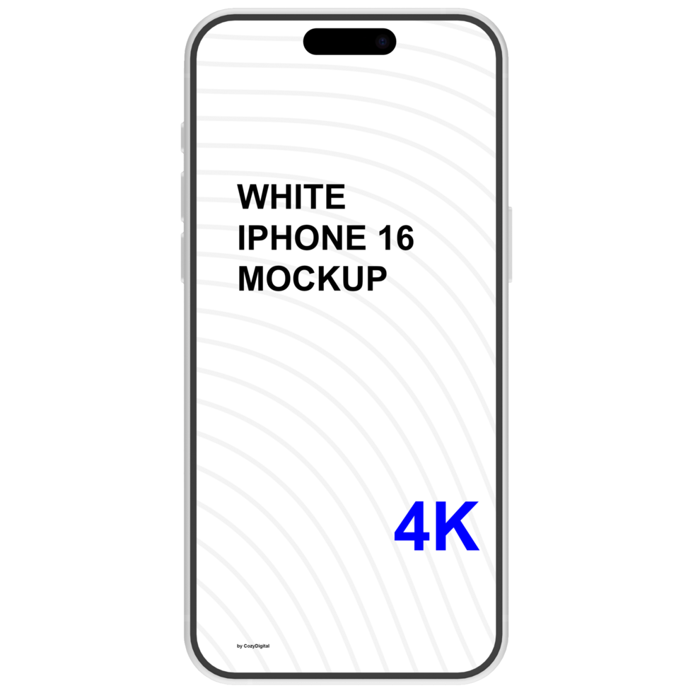 Front view of white smartphone mockup without background psd