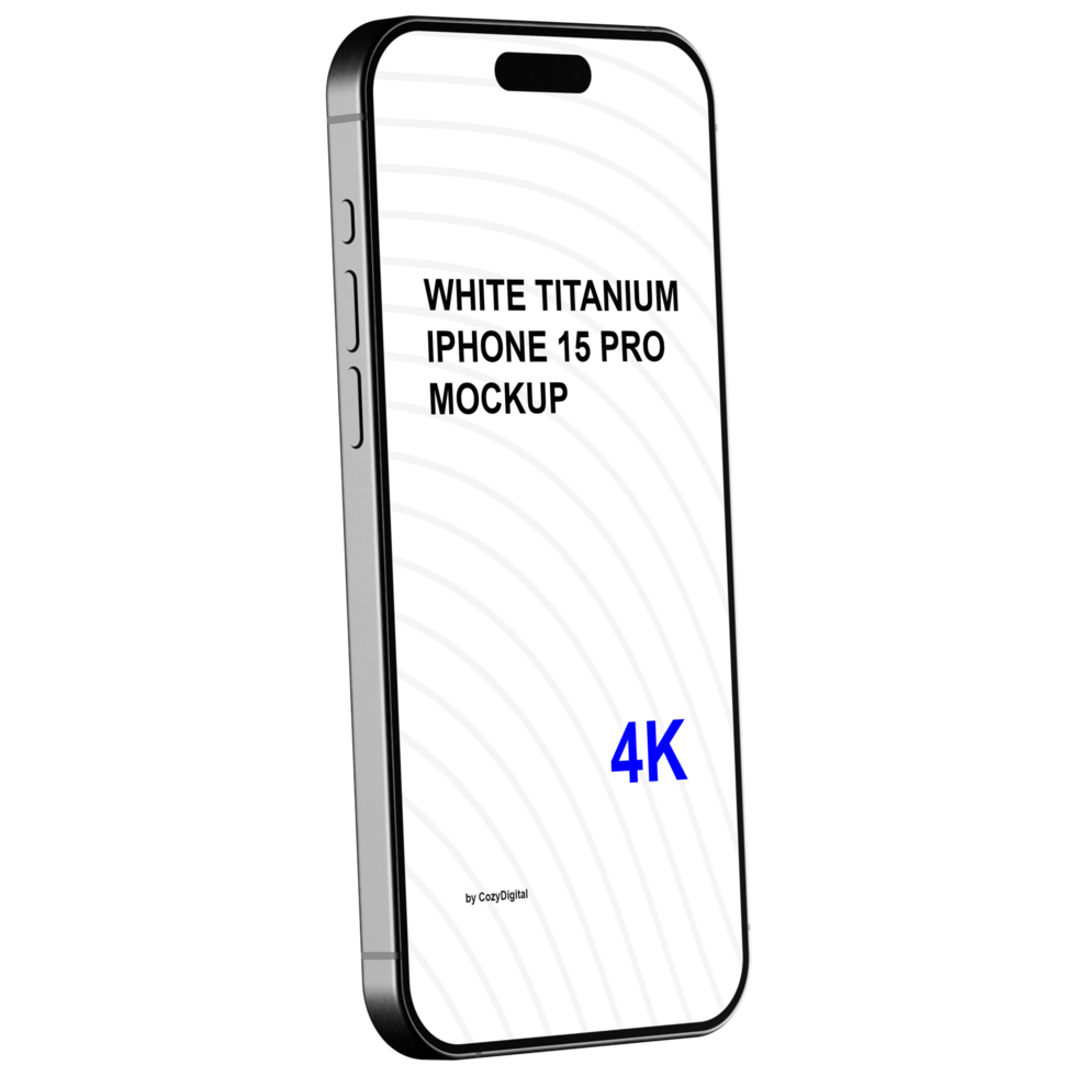 Isolated isometric style mockup of white titanium smartphone psd