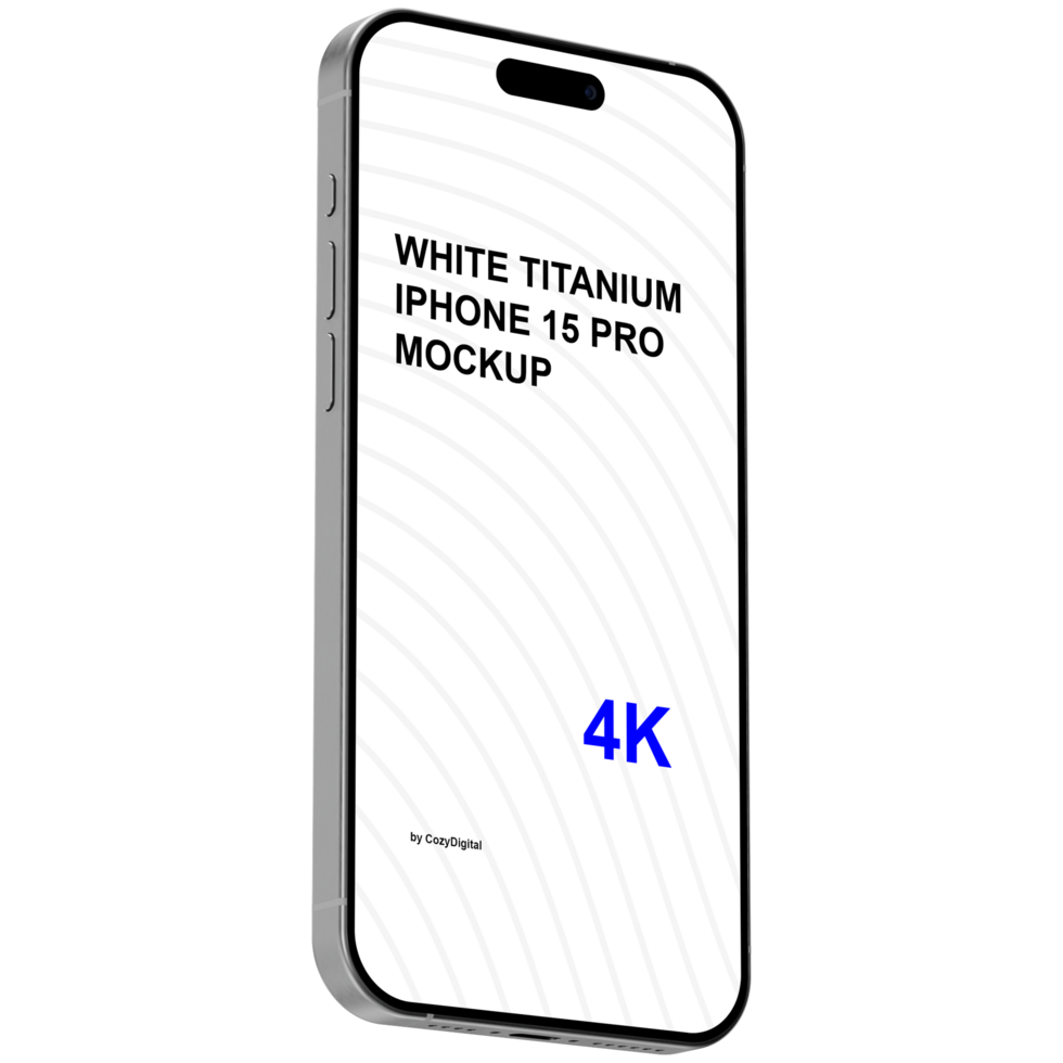Isolated isometric style mockup of white titanium smartphone psd