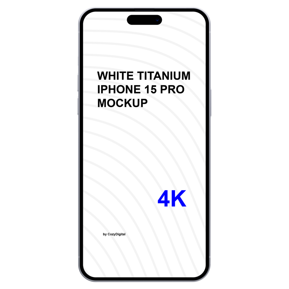 Isolated front view mockup of white titanium smartphone. No background psd
