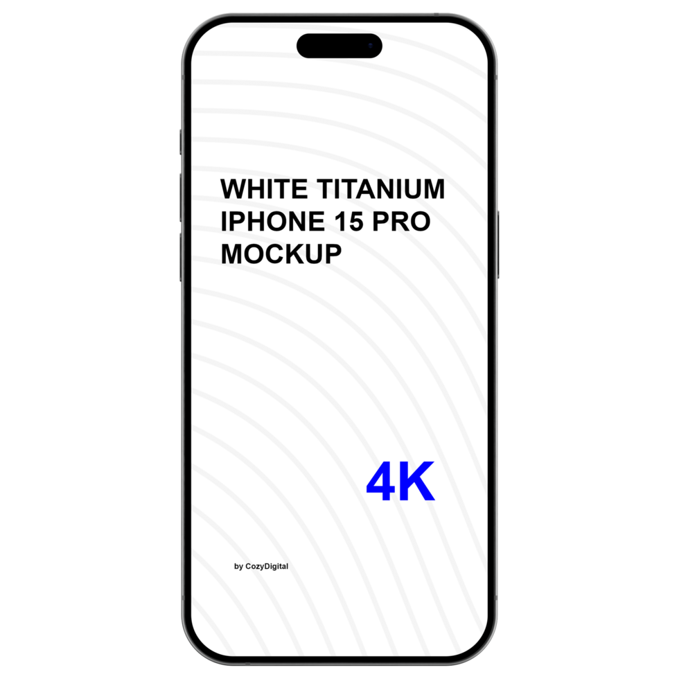 Isolated front view mockup of white titanium smartphone. No background psd