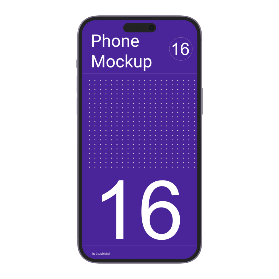 Gray front view smartphone mockup without background psd