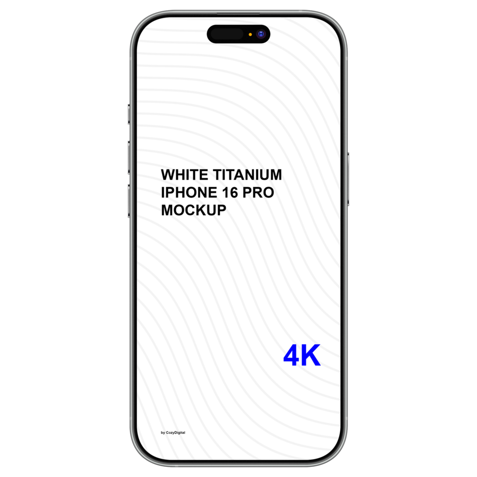 Front view of white titanium smartphone mockup without background psd