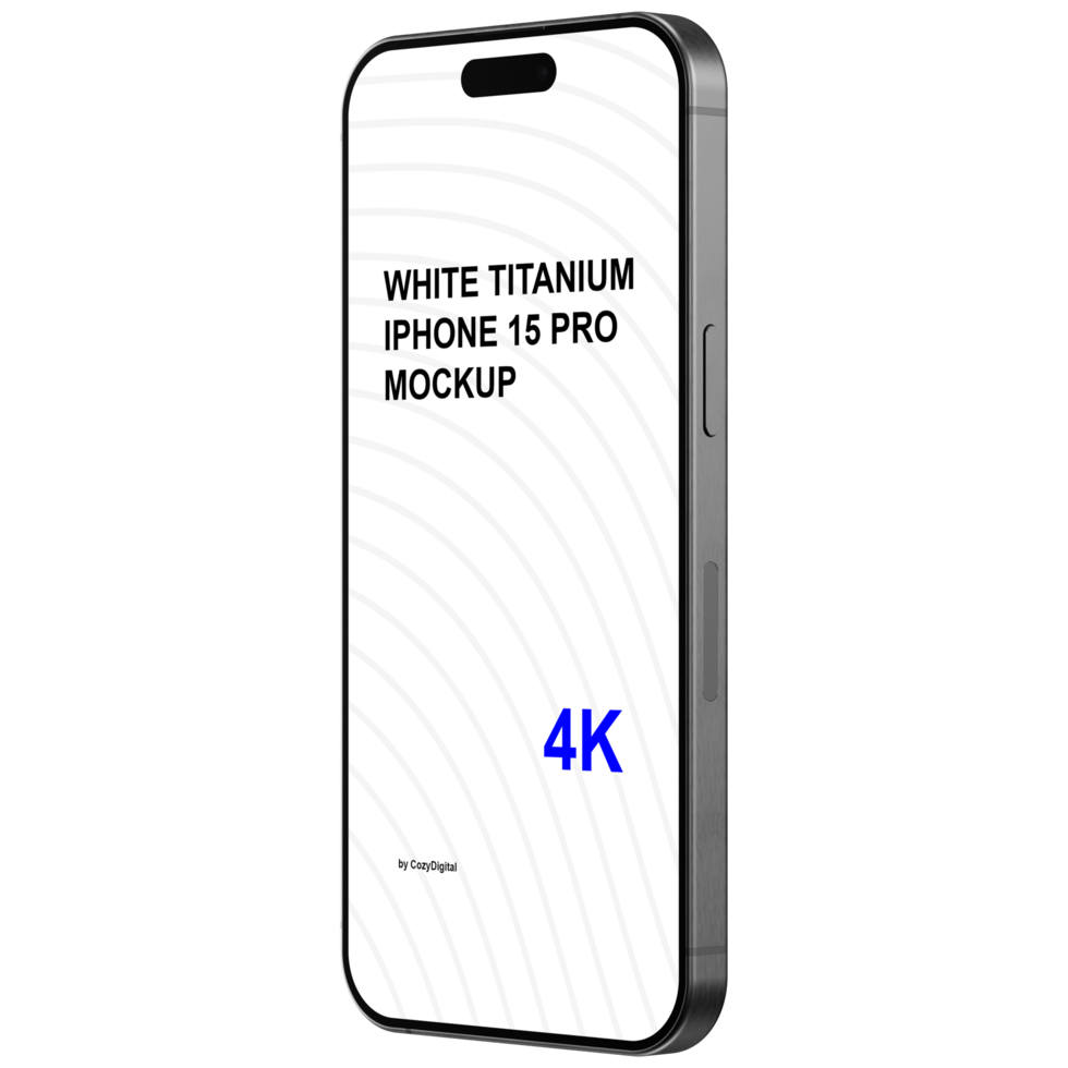 Isolated isometric style mockup of white titanium smartphone psd