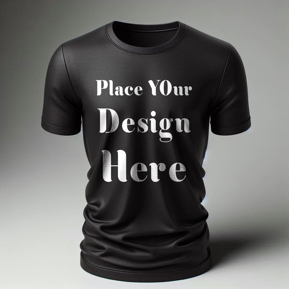 A Black t shirt mockup Template with white text psd