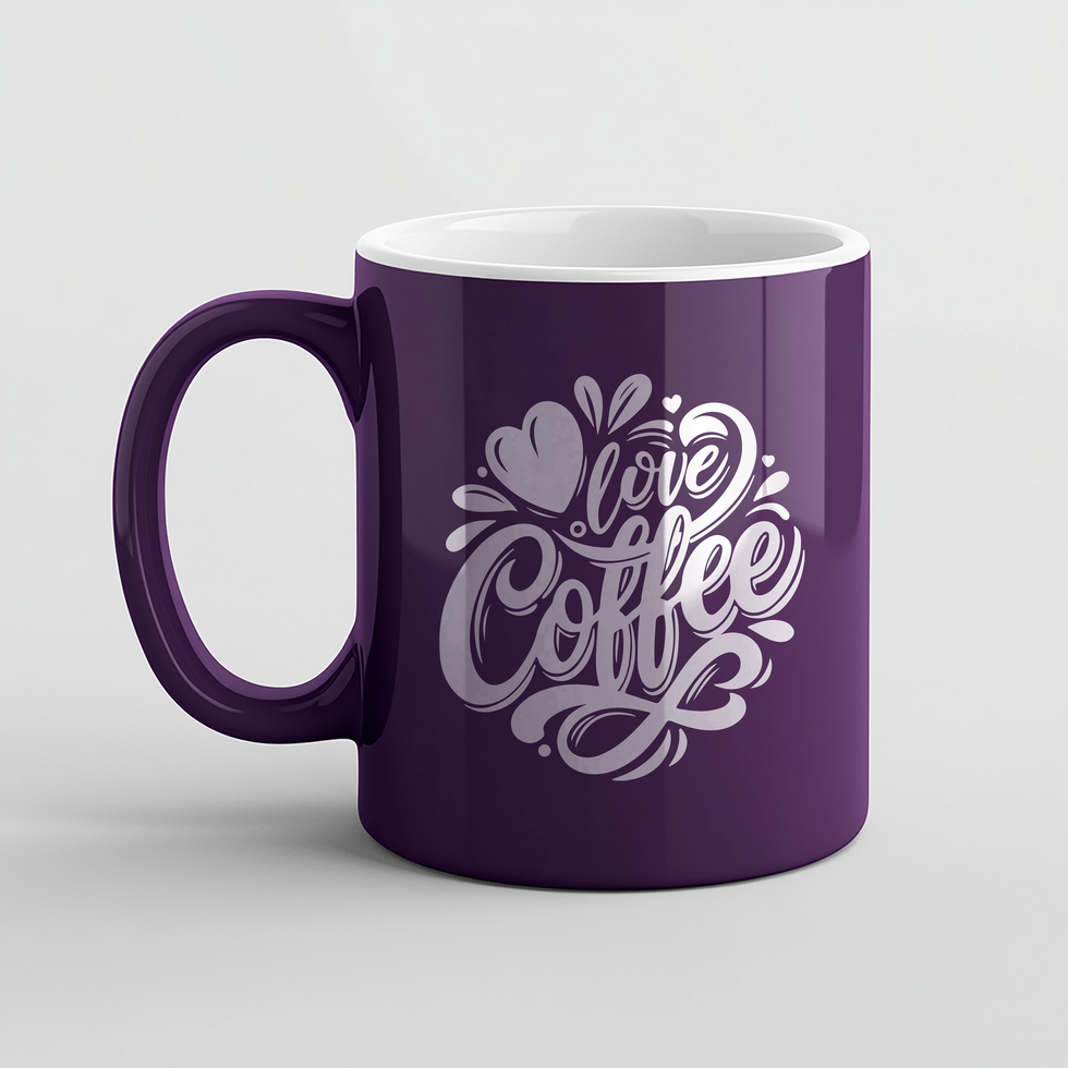 purple coffee mug mockup design psd