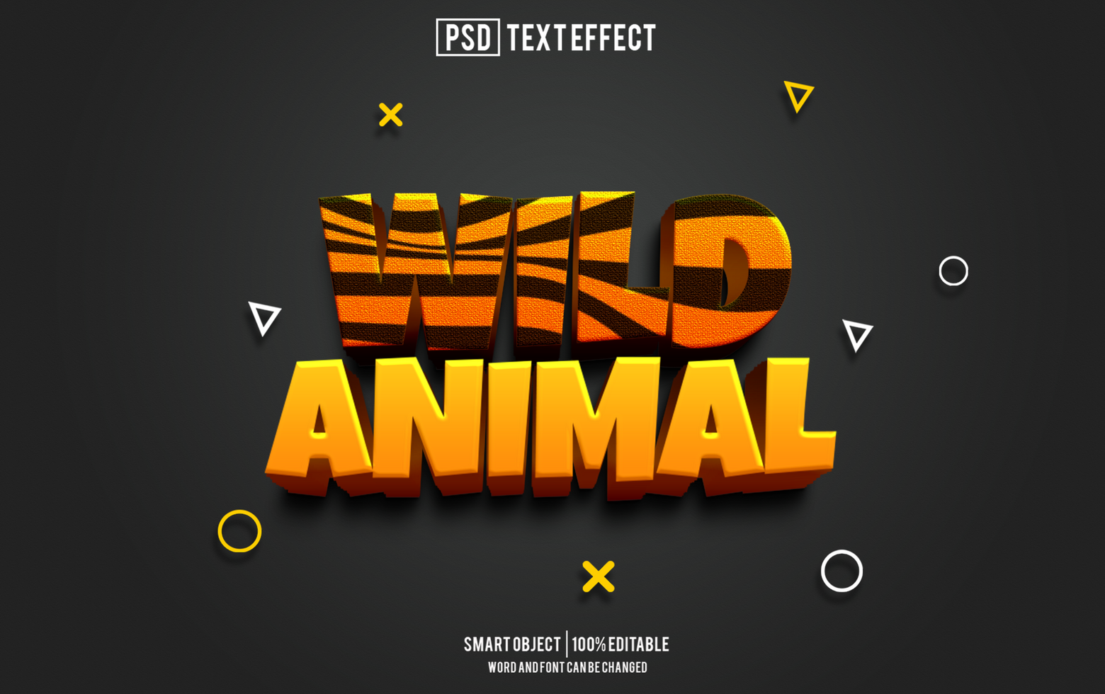 wild animal 3d text editable, typography, psd