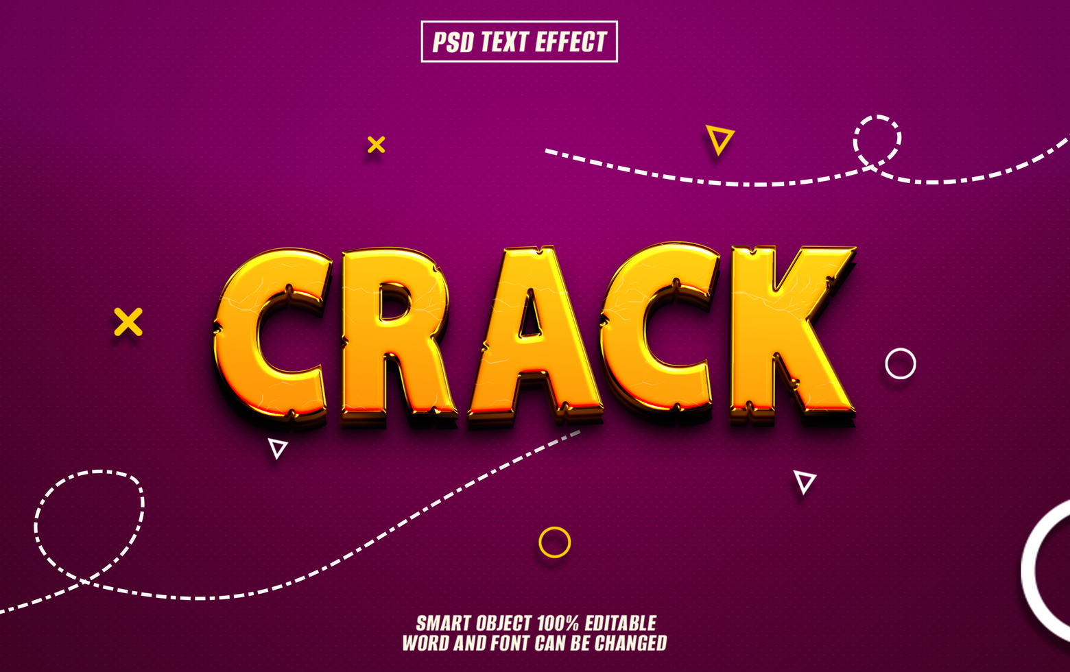 crack 3d text effect, typography, for title psd