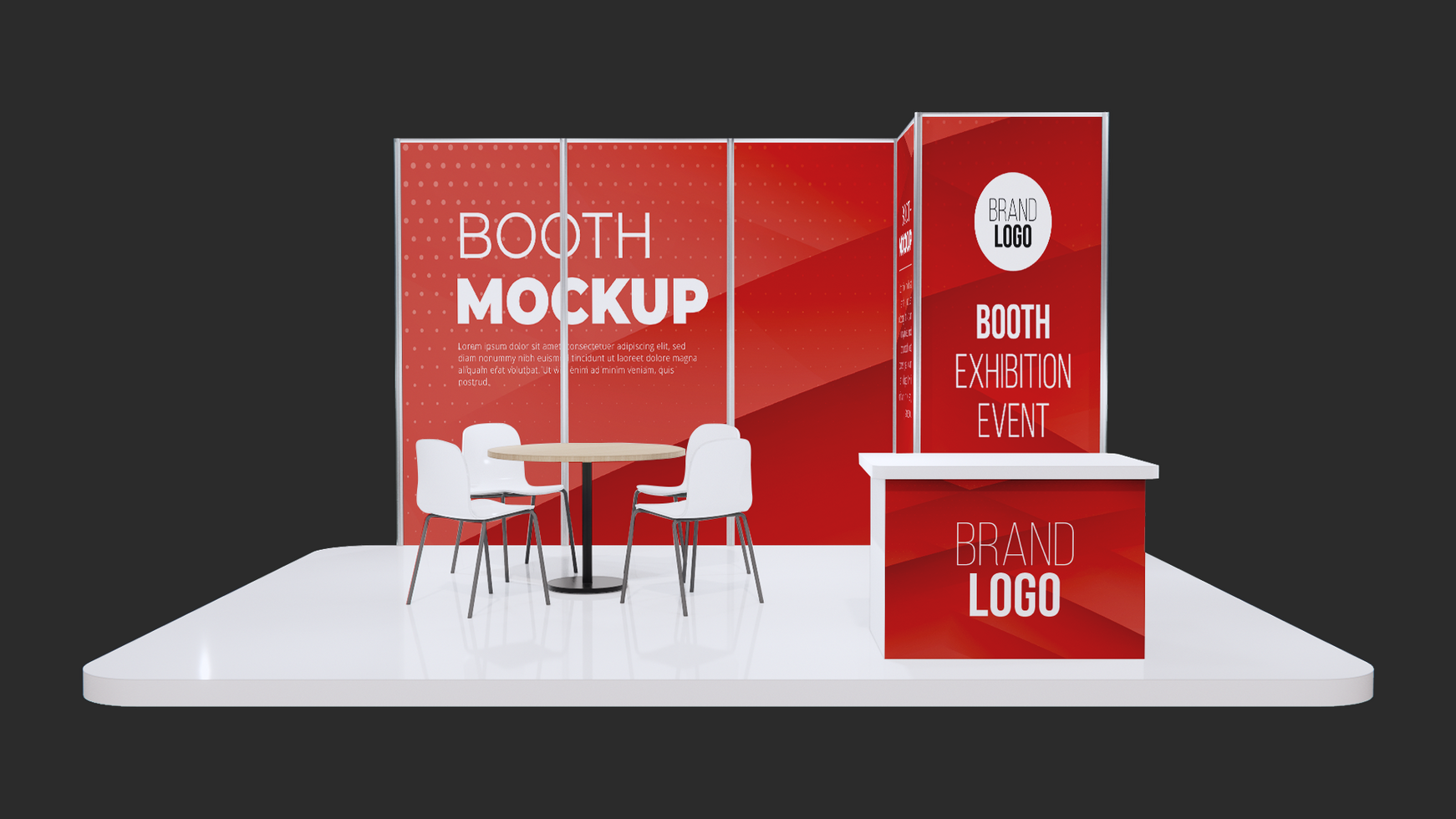 3D Booth Stand Event Exhibition Mockup Template psd