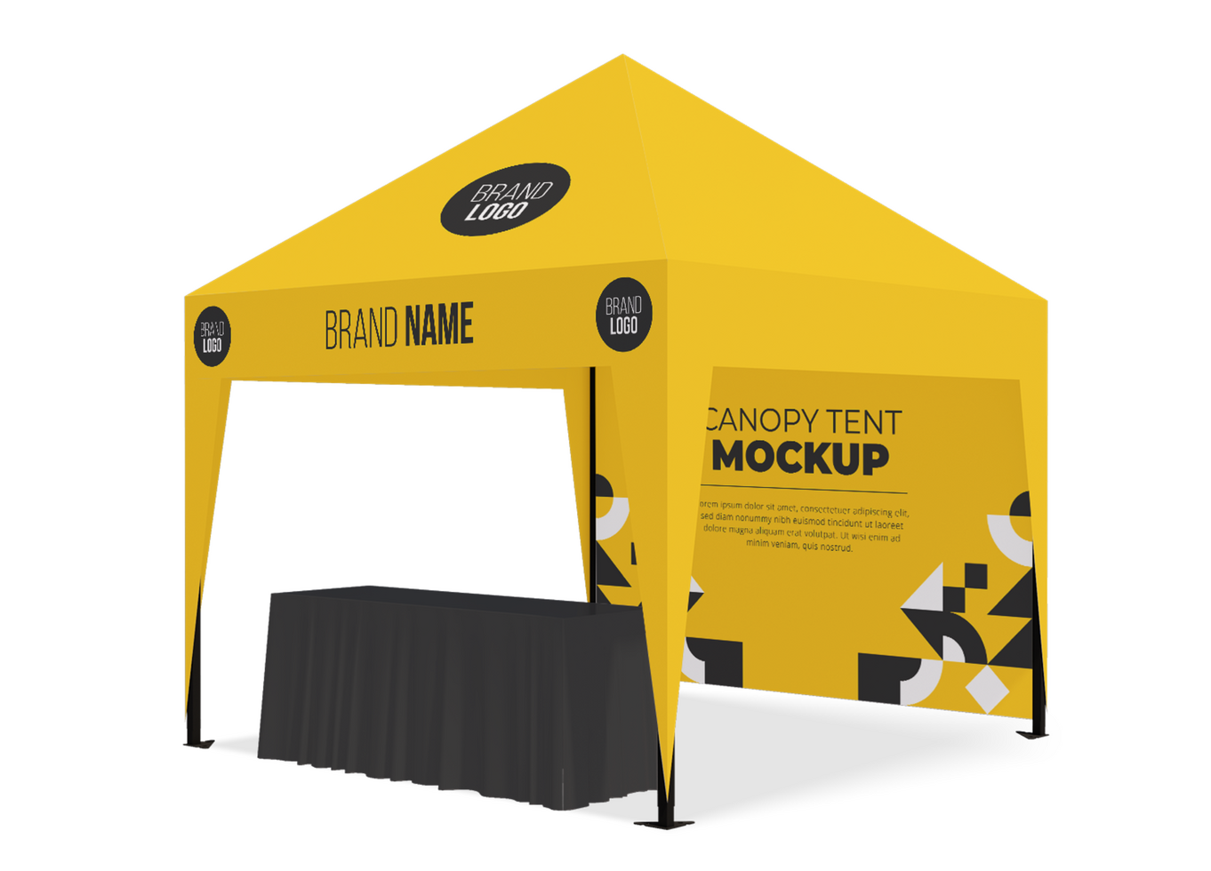 3D Outdoor Booth Stand with Canopy for Event Expo Mockup Template psd