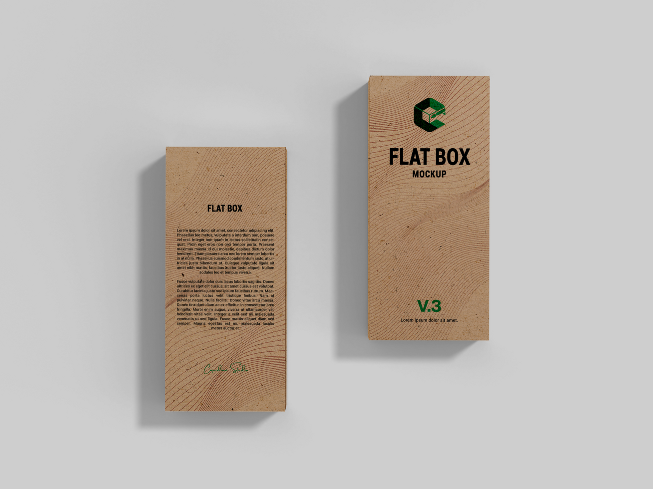Realistic Flat Rectangle Packaging Kraft Box 3D Rendering Mock-up - Mockup for Branding psd