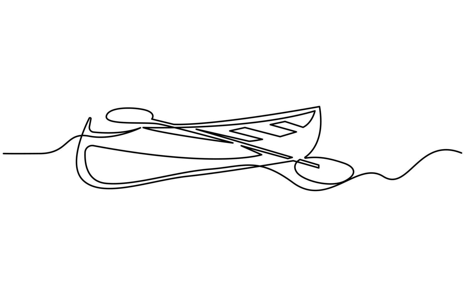 Single continuous line drawing canoe trails and rafting club with kayaking equipment vector