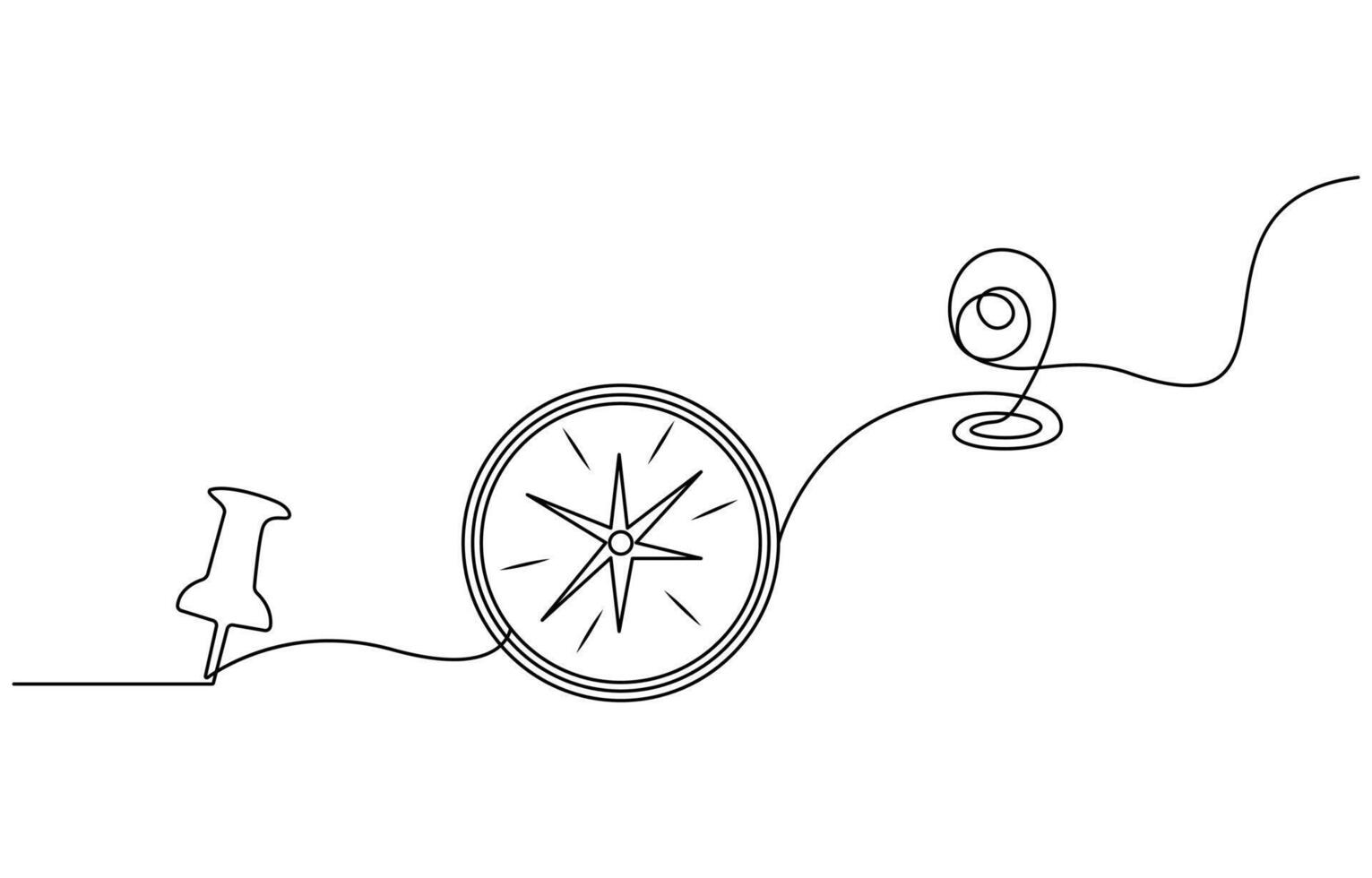 traveler compass One continuous line drawing vector