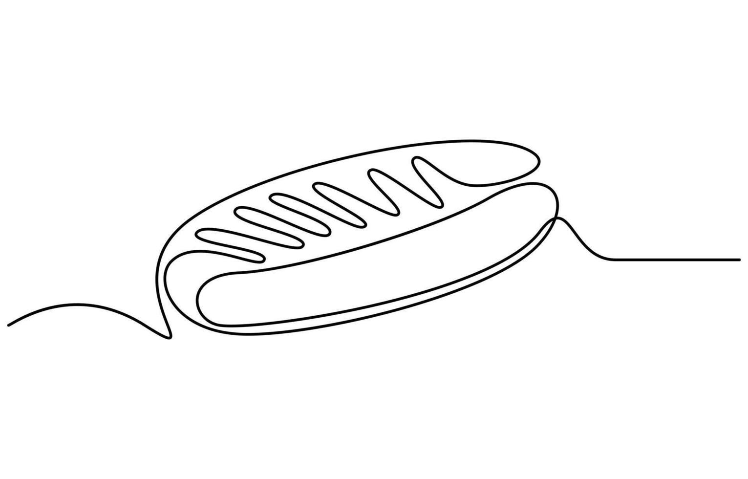 single one line drawing of hot dog vector