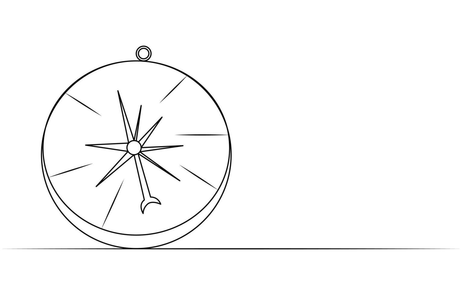 One continuous line drawing of traveler compass vector