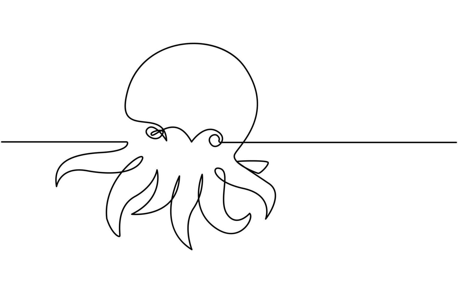 sea food octopus Continuous line drawing vector