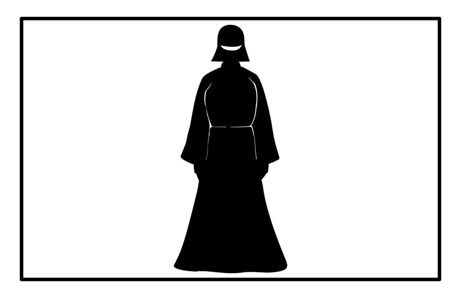 Silhouette of Kendo Fighter - Traditional Japanese Martial Arts Clipart vector