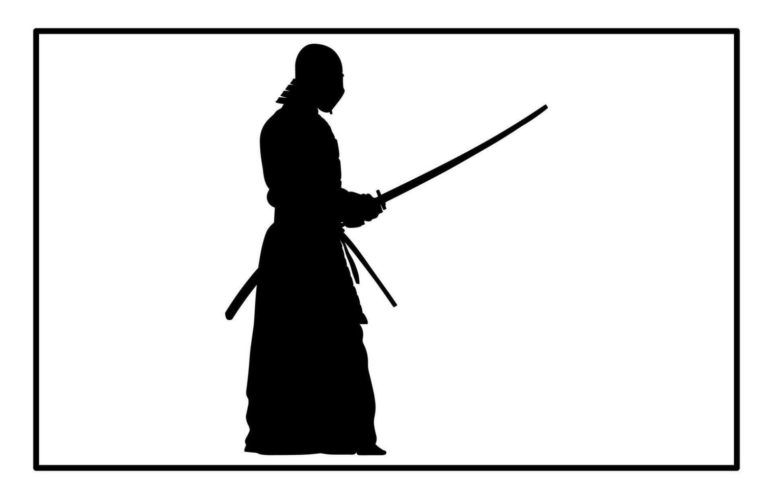 Kendo Silhouette - Japanese Sword Fighting Illustration vector
