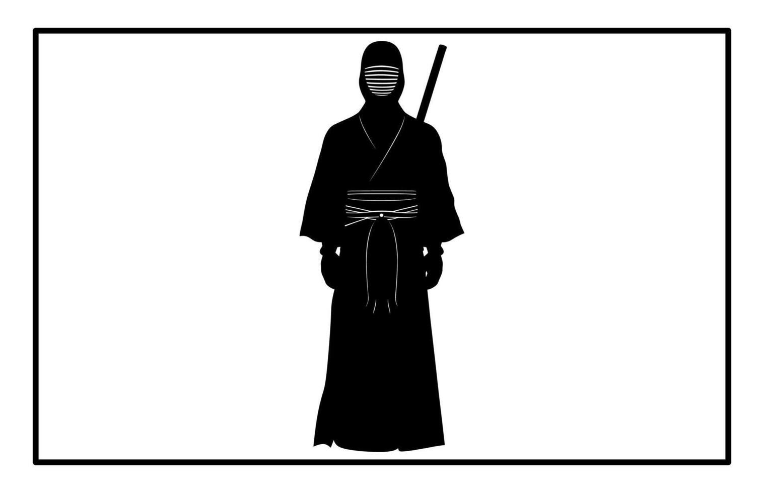 Samurai Kendo Silhouette - Sword Fighting Martial Arts Clipart vector