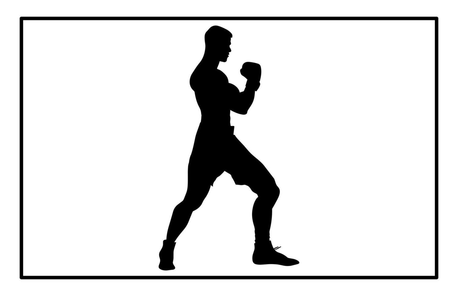 Kickboxing Athlete Silhouette - Combat Sports Illustration and Clipart vector