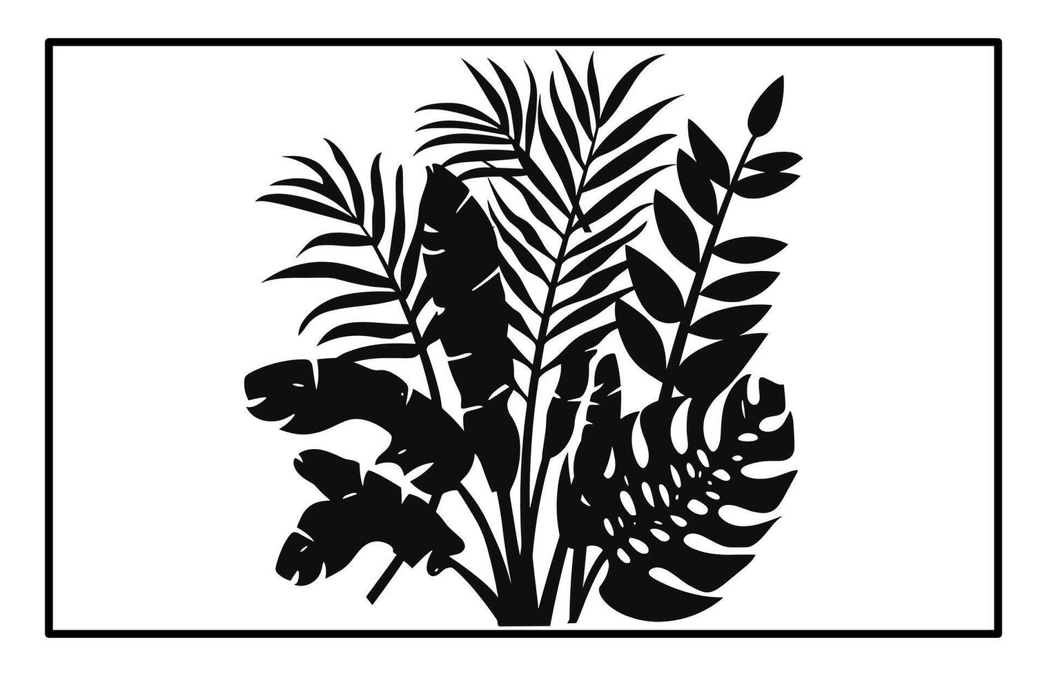 Tropical Jungle Leaves Silhouette - Nature Foliage Illustration vector
