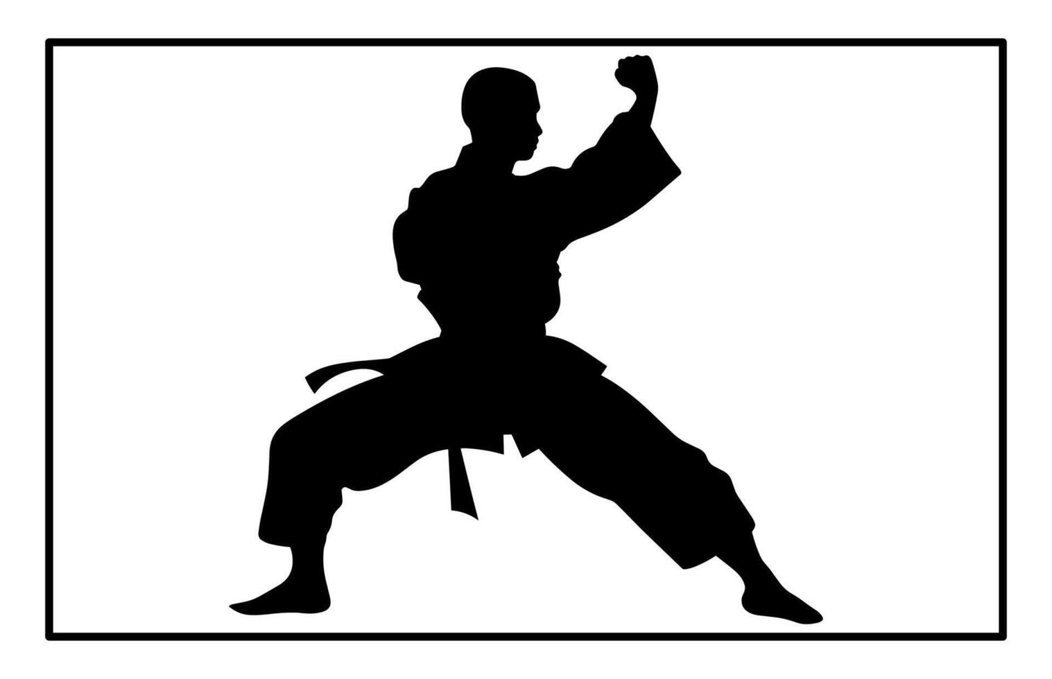 Silhouette of Wushu Practitioner - Martial Arts Combat Clipart vector