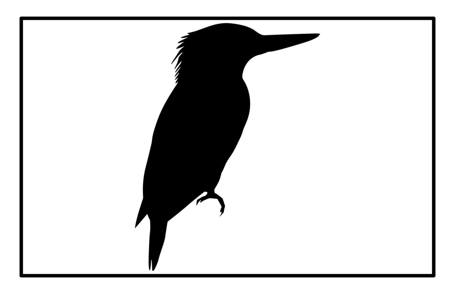 Tropical Kingfisher Bird Silhouette - Wildlife Bird Clipart vector