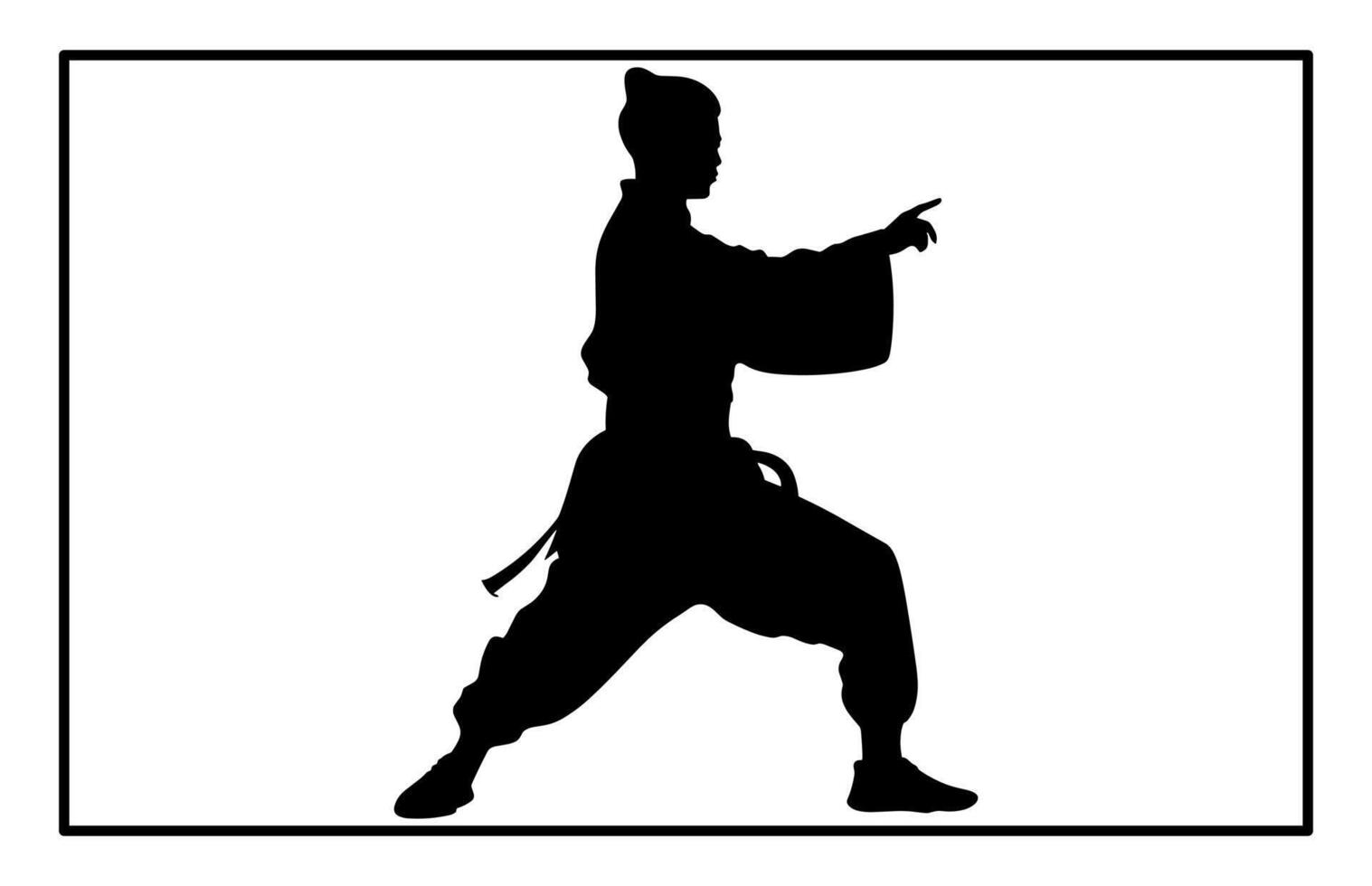 Wushu Martial Artist Silhouette - Kung Fu Fighting Style Illustration vector