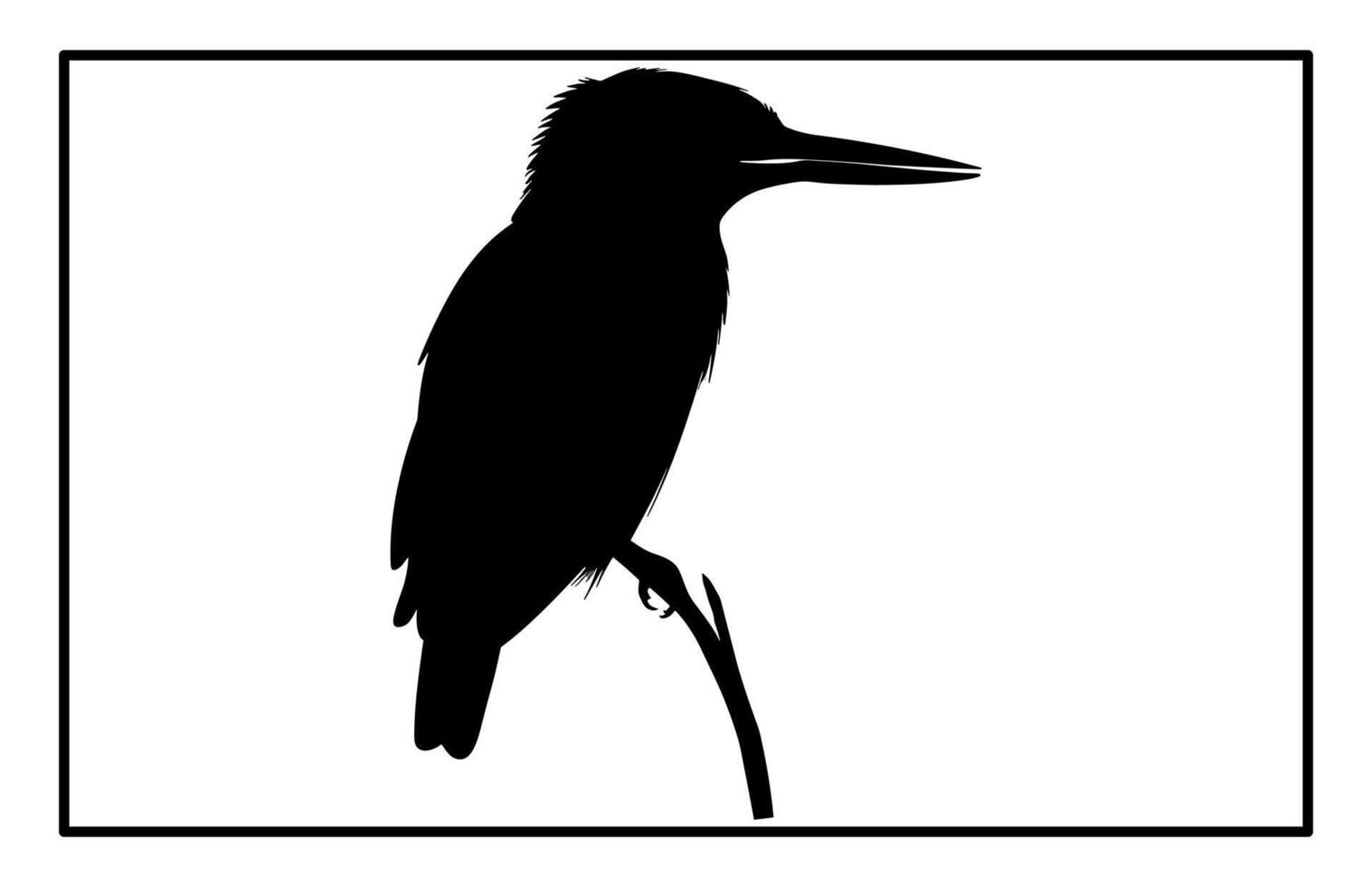 Silhouette of Kingfisher Bird - Exotic Wildlife Clipart vector