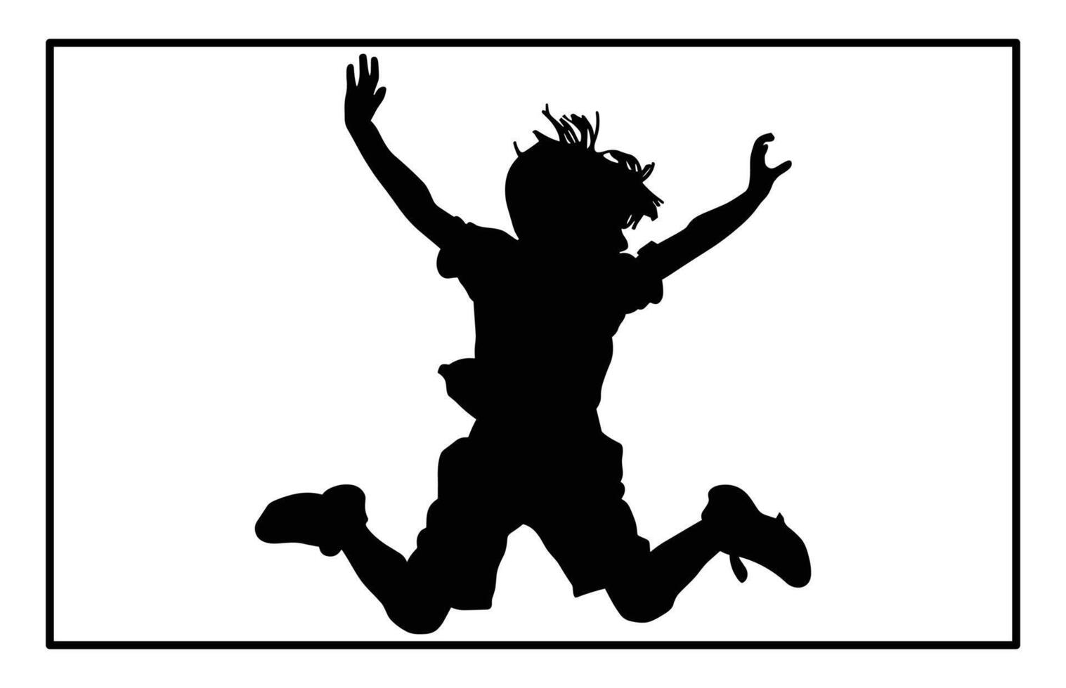 Kids Jumping in Joy Silhouette - Energetic Playtime Illustration vector