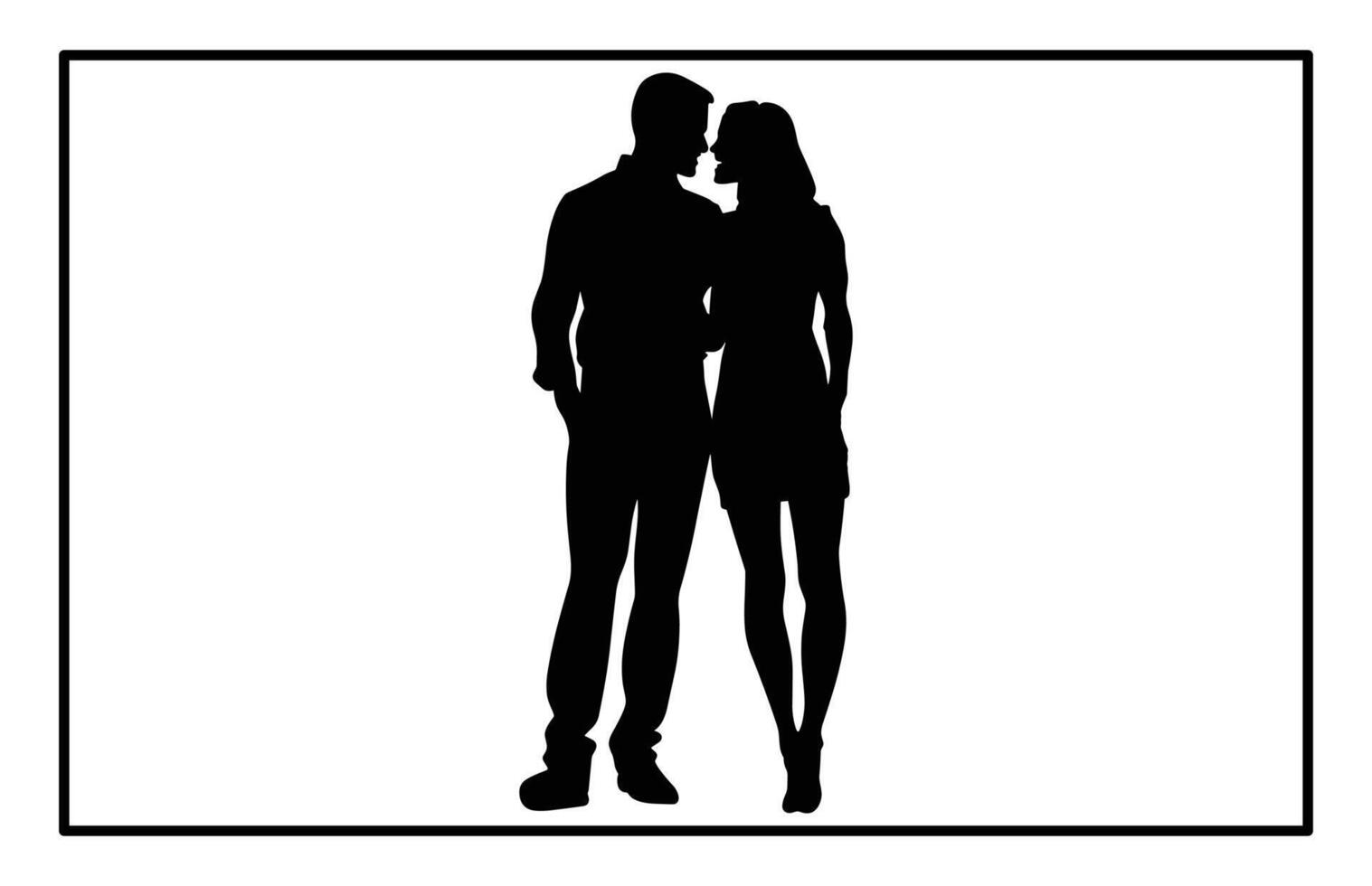 Young Couple silhouette, Romantic couple in various poses silhouettes vector