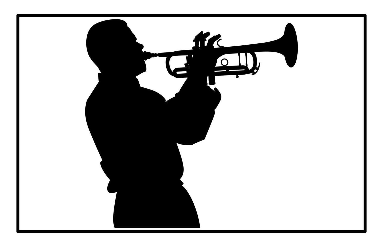 Trumpeter Silhouette - Jazz Musician Illustration and Clipart vector