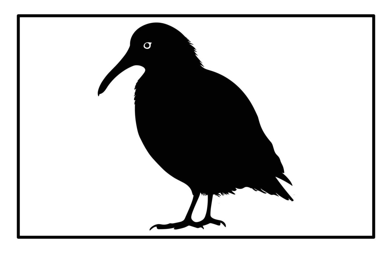 Kiwi Bird Silhouette - Adorable Flightless Bird Clipart Design vector