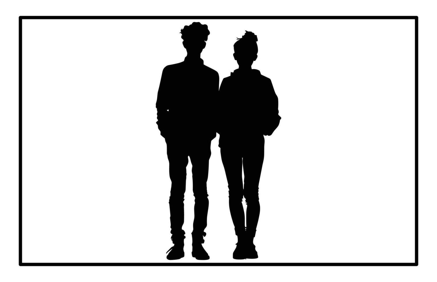 Young Couple silhouette, Romantic couple in various poses silhouettes vector