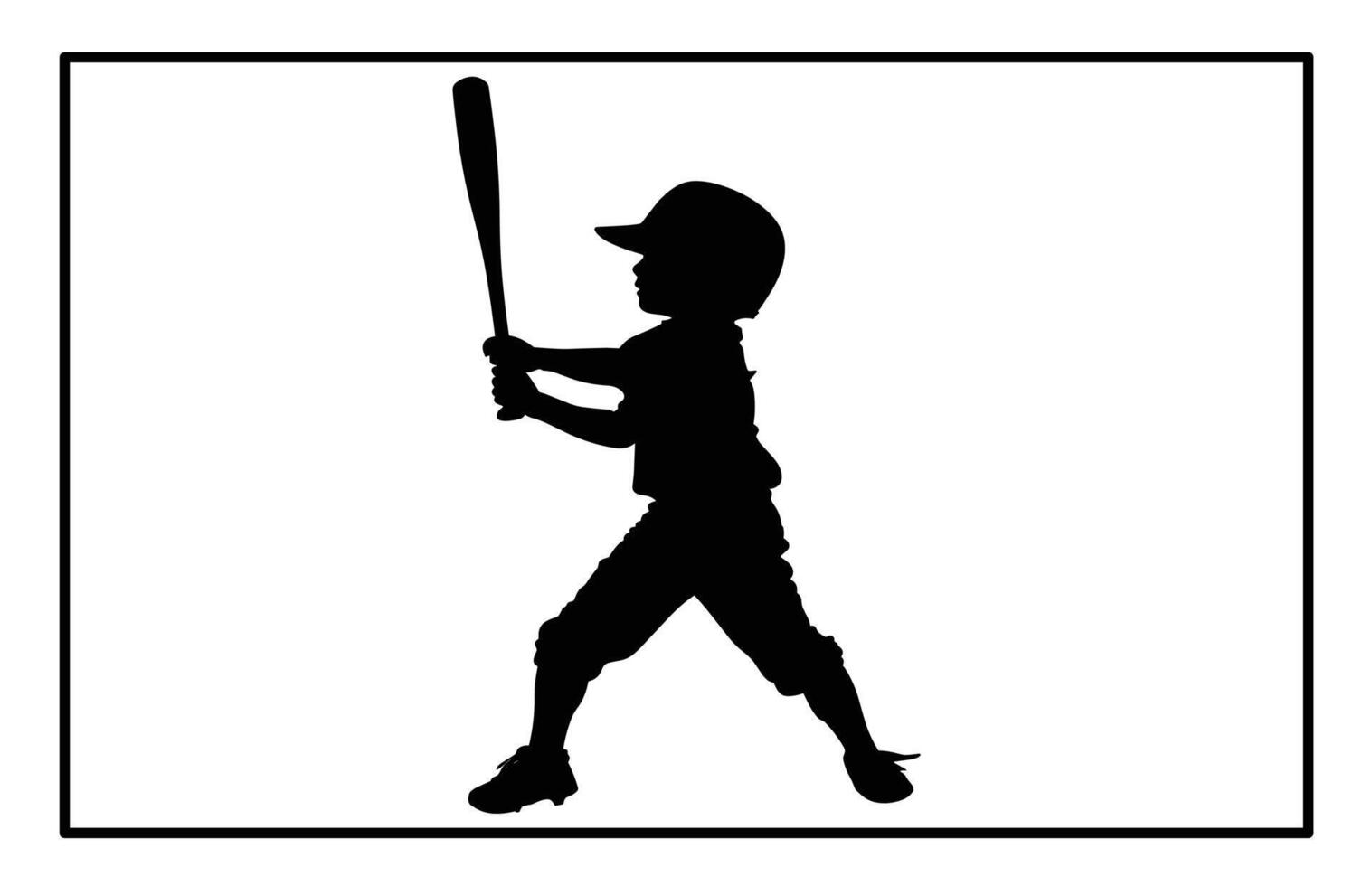 Kid Athlete Playing Baseball Silhouette - Action-Packed Sports Illustration vector