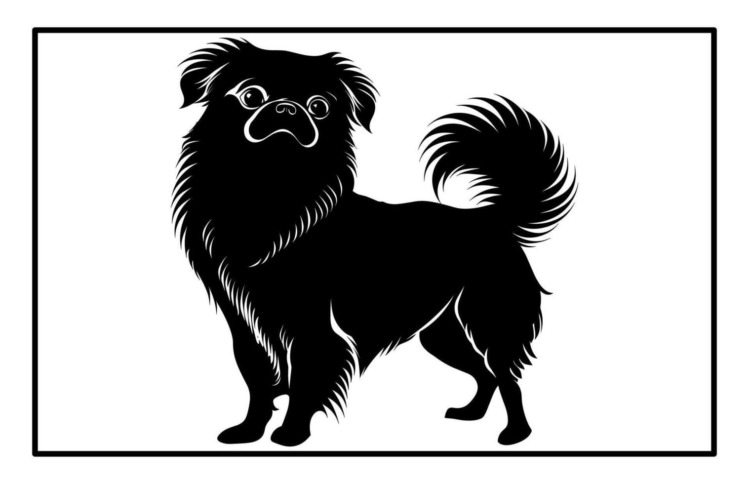 Tibetan Spaniel Silhouette - Cute Small Dog Breed Illustration vector