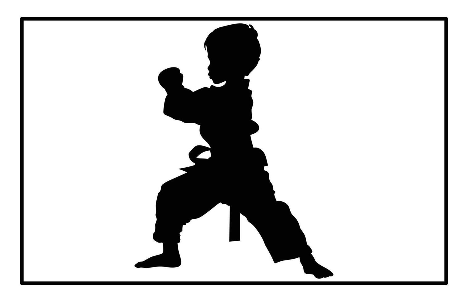 Kids in Karate Training Silhouette - Fun Martial Arts Illustration vector