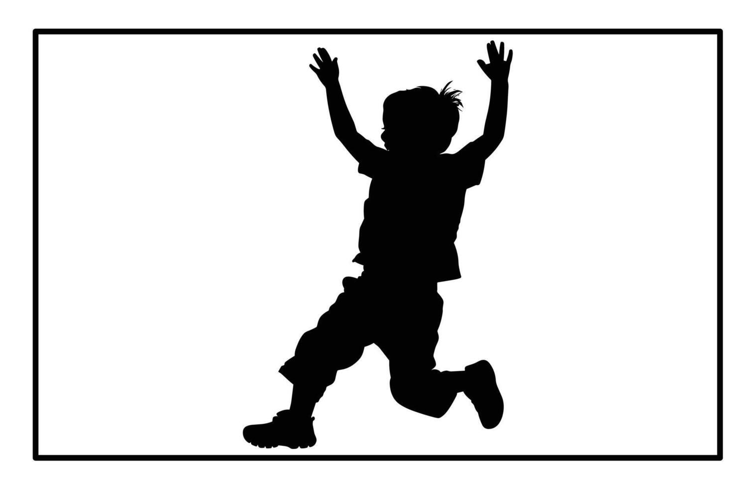 Jumping Kids Silhouette -Dynamic Childrens Playtime Clipart vector