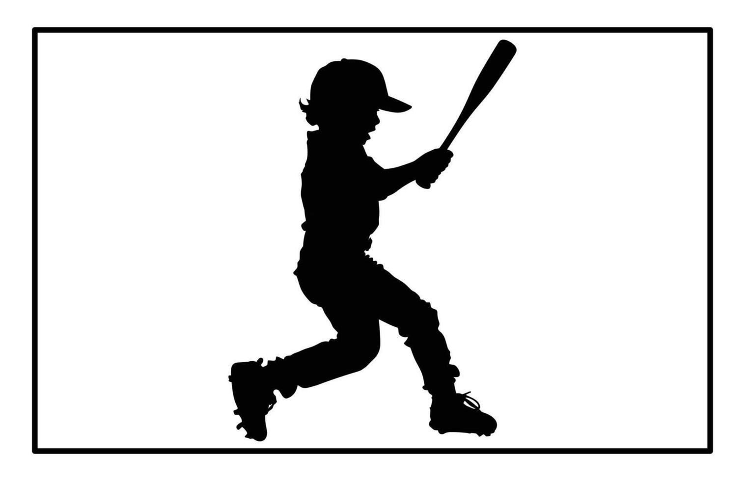 Baseball Kid Silhouette - Dynamic Sports Action Illustration vector