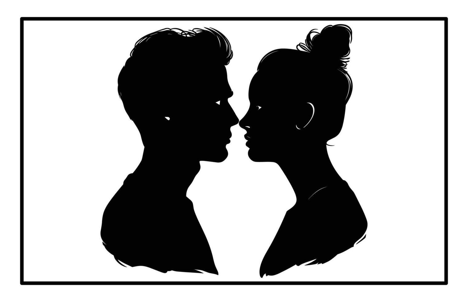 Young Couple silhouette, Romantic couple in various poses silhouettes vector