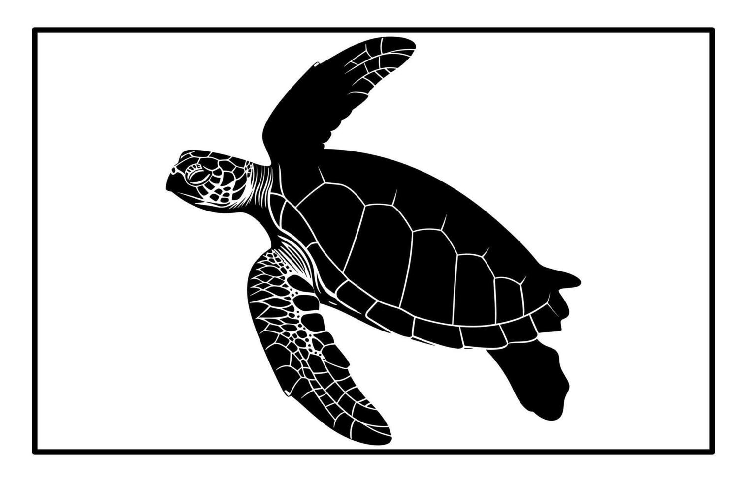 Sea Turtle Silhouette - Iconic Ocean Animal Illustration and Clipart vector