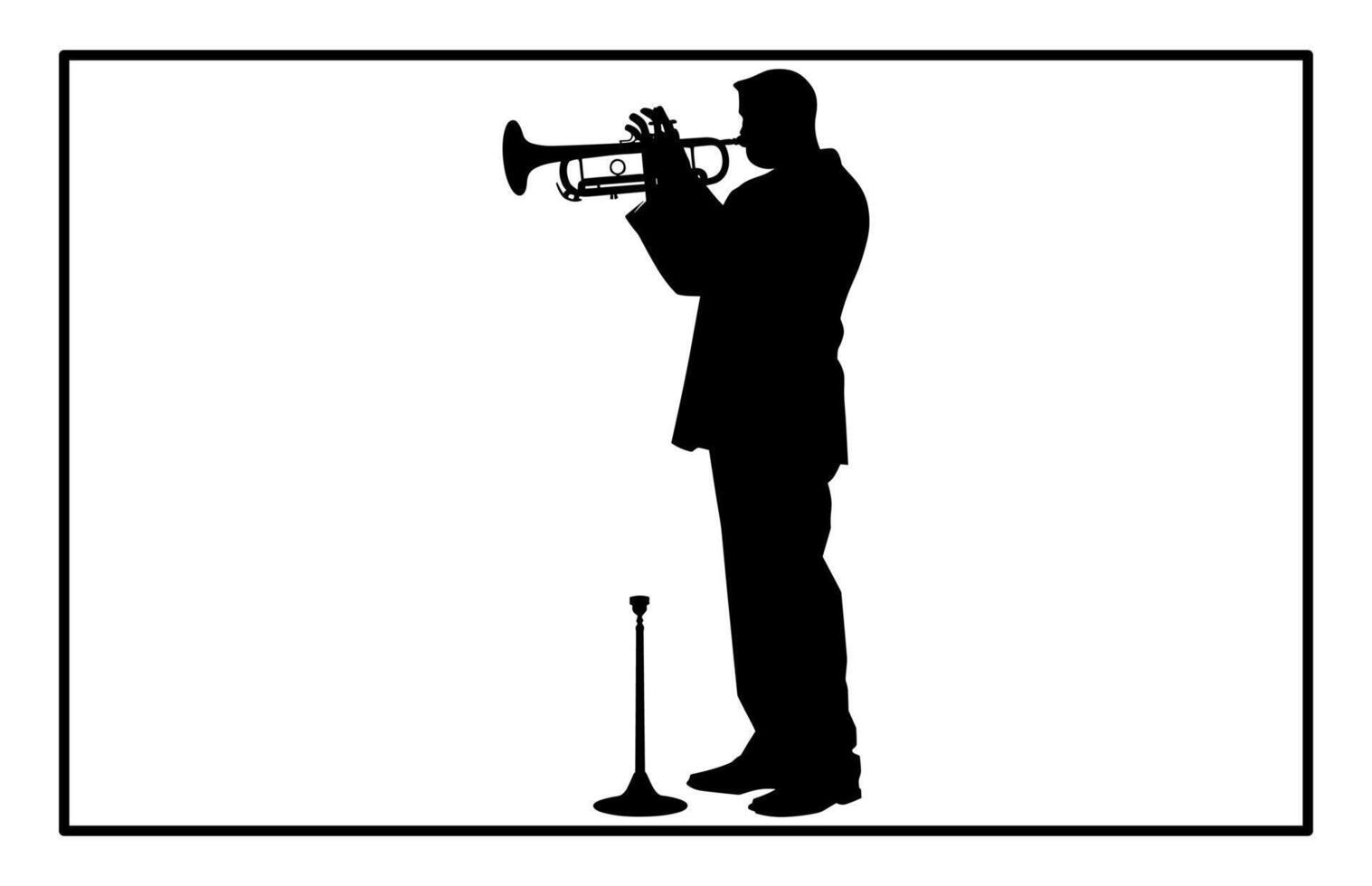 Trumpet Player Silhouette - Jazz Musician Illustration and Clipart vector