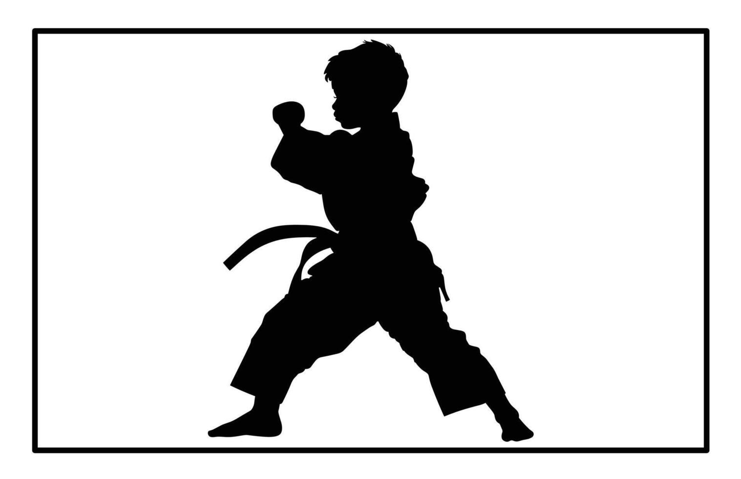 Silhouette of Kids in Karate Class - Youth Training Illustration and Clipart vector