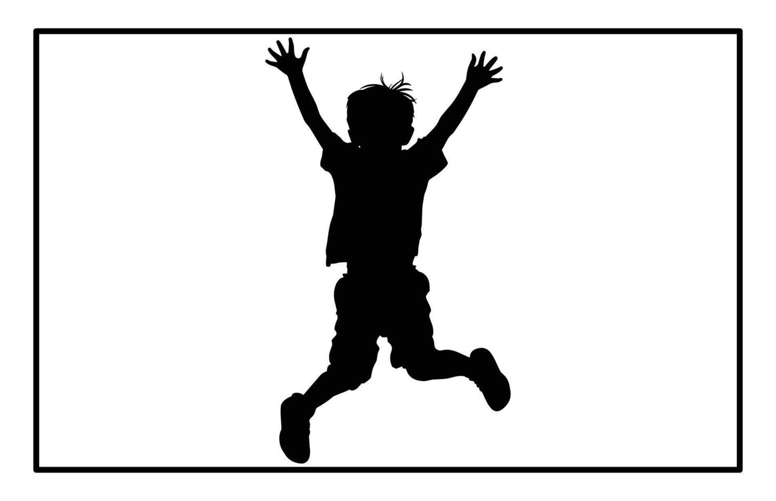 Jumping Children Silhouette - Playful Kids in Motion Clipart vector