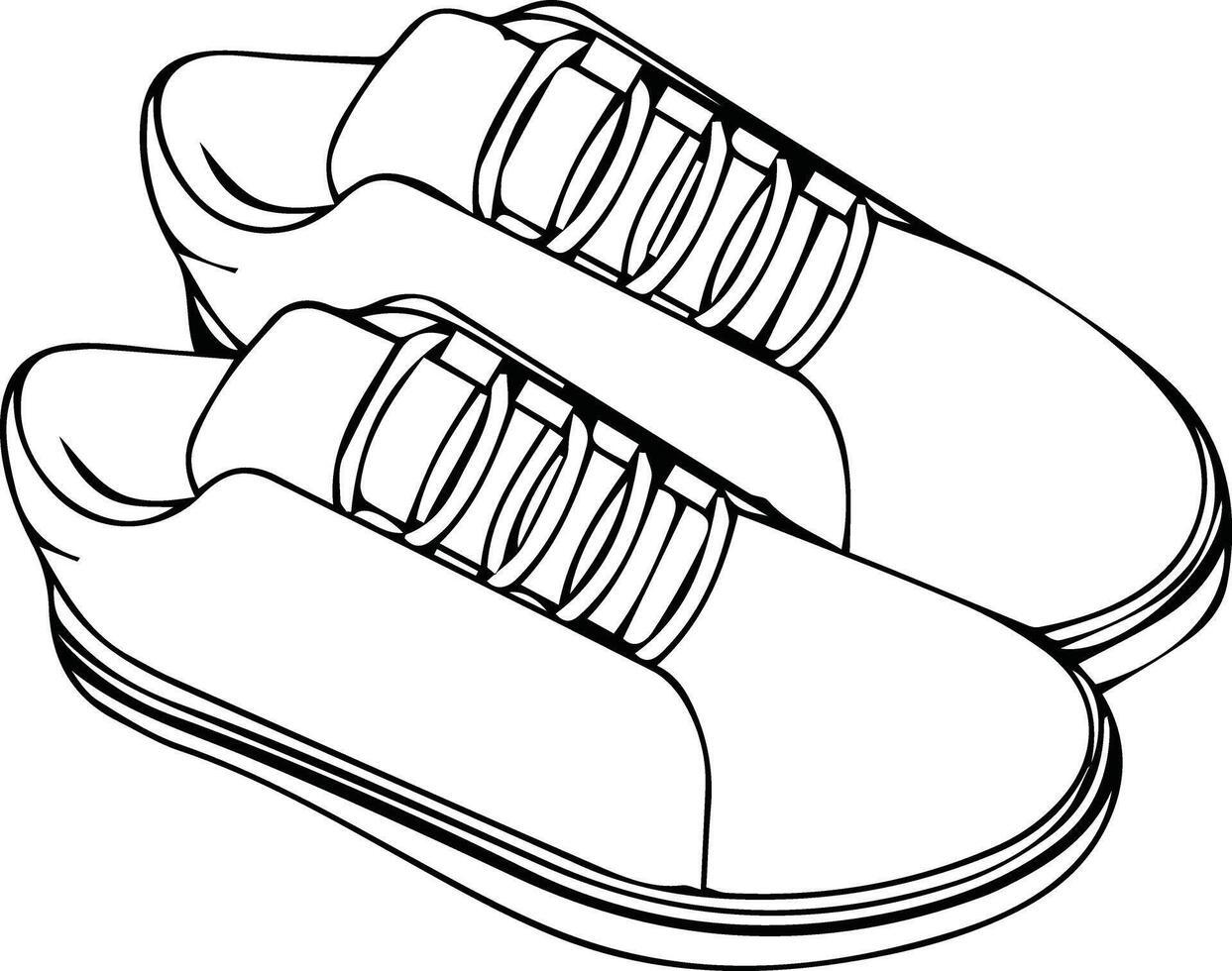 drawing of shoes manually sketched Illustration of a shoe outline vector